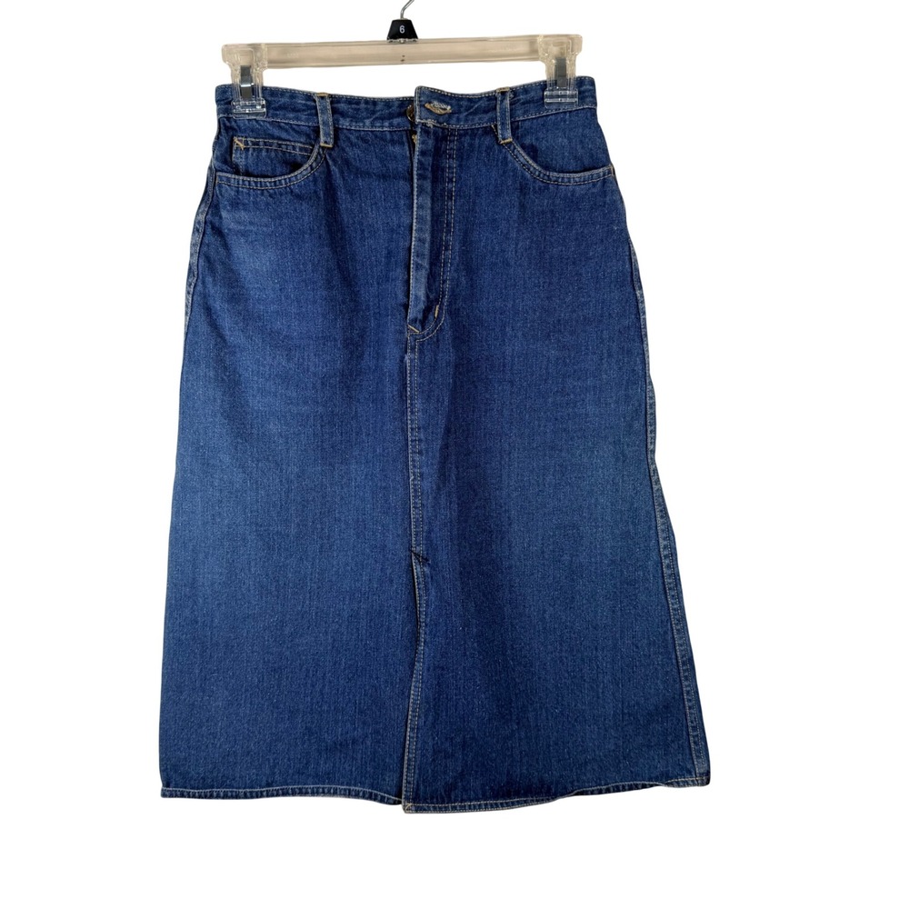N'Est Ce Pas Kids Blue Denim Midi Skirt Medium‎ Wash High Waist Size 7/8 Vintage